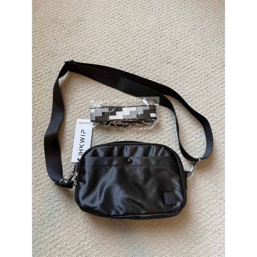 HKWIP Black Nylon Crossbody Bag Streetwear Utility Shoulder Bag w/ Keychain